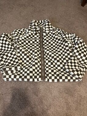 Mystree faux fur checkered jacket size Large